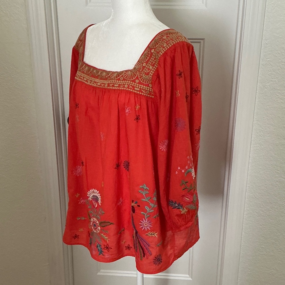 Johnny Was Red Embroidered Blouse - Picture 5 of 7